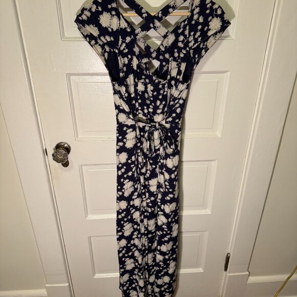 Maeve Anthropologie Blue and White Floral Tate Midi Sundress - Picture 9 of 9